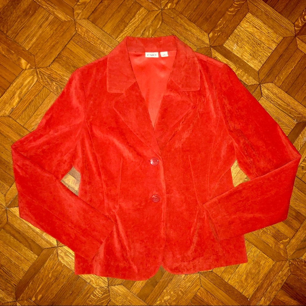 Cato STUNNING Pumpkin Orange Microsuede Blazer 12